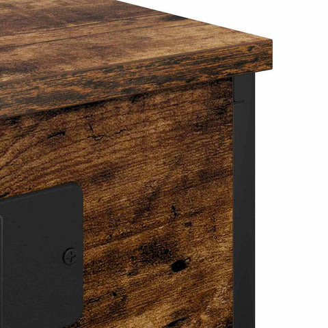 vidaXL Bedside Cabinet with Charging Station Smoked oak