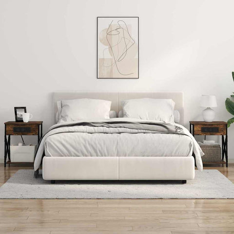 vidaXL Bedside Cabinet with Charging Station 2 pcs Smoked oak