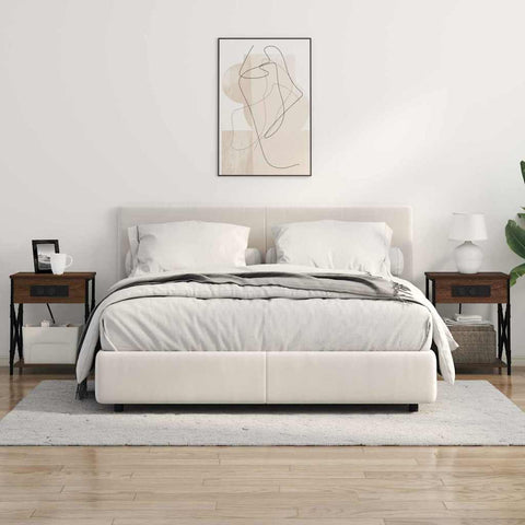 vidaXL Bedside Cabinet with Charging Station 2 pcs Brown oak