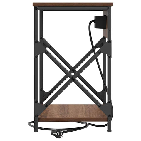 vidaXL Bedside Cabinet with Charging Station 2 pcs Brown oak