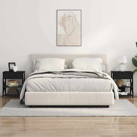 vidaXL Bedside Cabinet with Charging Station Black oak Engineered Wood