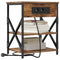 vidaXL Bedside Cabinet with Charging Station with Shelf Smoked oak