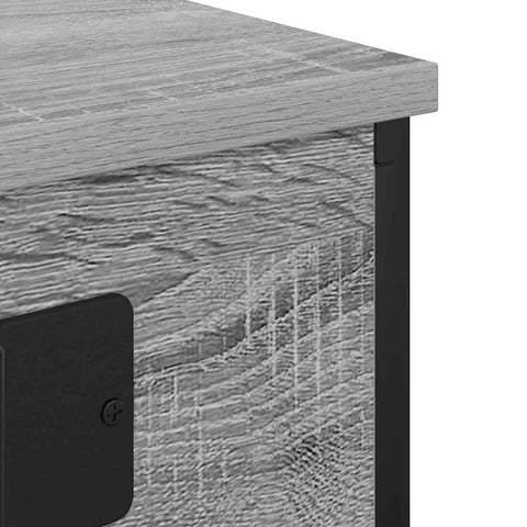 vidaXL Bedside Cabinet with Charging Station with Shelf Grey sonoma