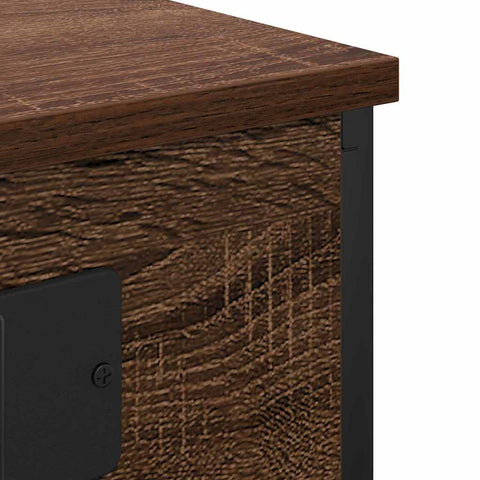 vidaXL Bedside Cabinet with Charging Station Brown oak Engineered Wood