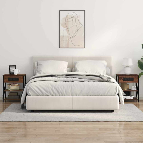 vidaXL Bedside Cabinet with Charging Station Brown oak Engineered Wood