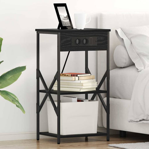 vidaXL Bedside Cabinet Black oak 41 x 31 x 76 cm Engineered wood