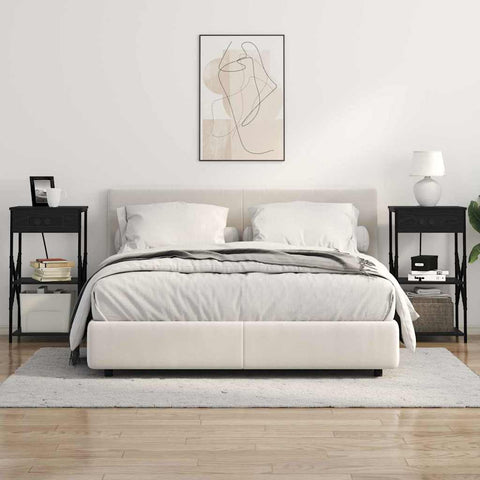 vidaXL Bedside Cabinet 2 pcs Black oak 41 x 31 x 76 cm Engineered wood