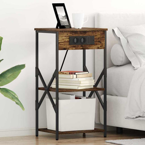 vidaXL Bedside Cabinet with Shelf 2 pcs Smoked oak 41 x 31 x 76 cm