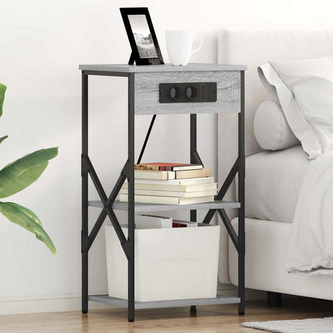 vidaXL Bedside Cabinet with Shelf 2 pcs Grey sonoma 41 x 31 x 76 cm