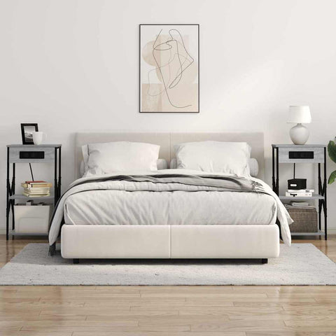 vidaXL Bedside Cabinet with Shelf 2 pcs Grey sonoma 41 x 31 x 76 cm