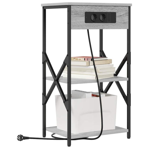 vidaXL Bedside Cabinet with Shelf 2 pcs Grey sonoma 41 x 31 x 76 cm