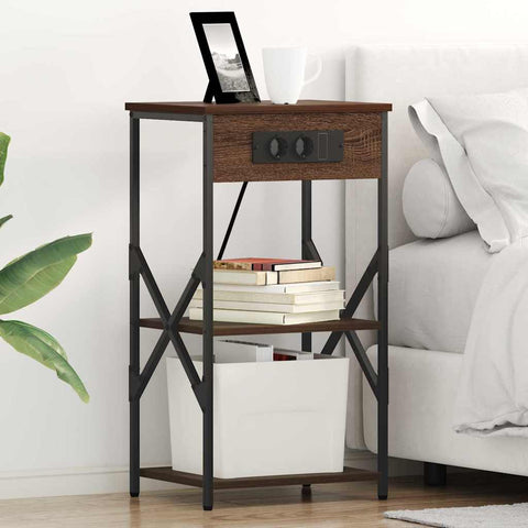 vidaXL Bedside Cabinet Brown oak 41 x 31 x 76 cm Engineered wood
