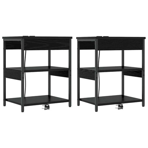 vidaXL Bedside Cabinet 2 pcs Black oak Engineered wood