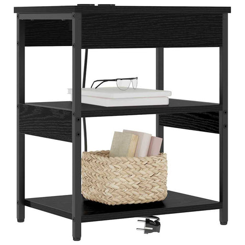 vidaXL Bedside Cabinet 2 pcs Black oak Engineered wood