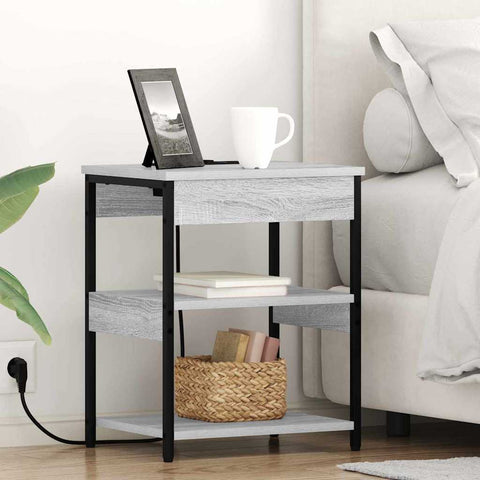 vidaXL Bedside Cabinet Grey sonoma Engineered wood