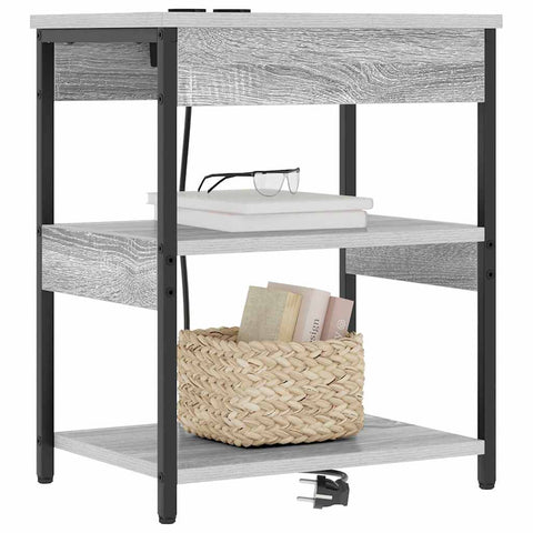 vidaXL Bedside Cabinet Grey sonoma Engineered wood
