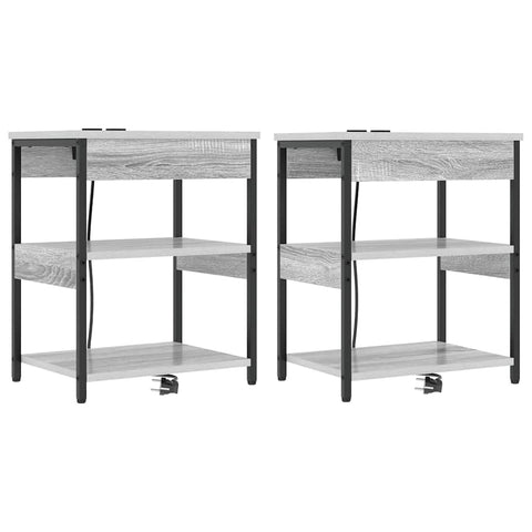 vidaXL Bedside Cabinet 2 pcs Grey sonoma Engineered wood