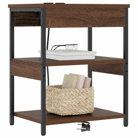 vidaXL Bedside Cabinet 2 pcs Brown oak Engineered wood