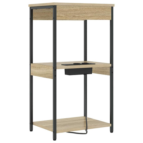 vidaXL Bedside Cabinet with Charging Station with Shelf Sonoma oak