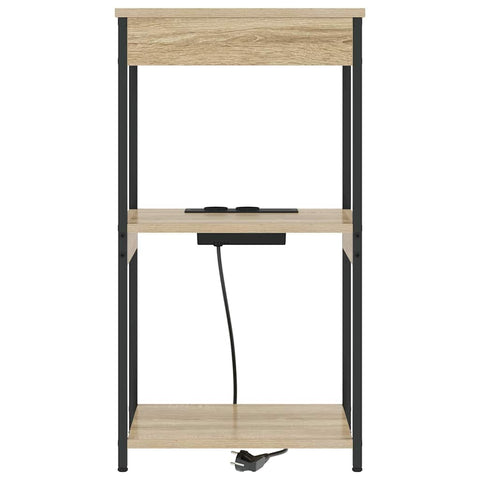 vidaXL Bedside Cabinet with Charging Station with Shelf Sonoma oak