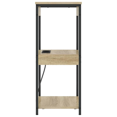 vidaXL Bedside Cabinet with Charging Station with Shelf Sonoma oak