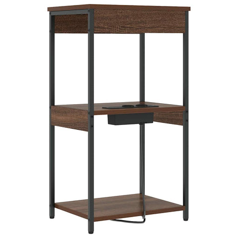 vidaXL Bedside Cabinet with Charging Station Brown oak Engineered Wood