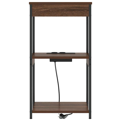 vidaXL Bedside Cabinet with Charging Station Brown oak Engineered Wood