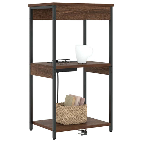 vidaXL Bedside Cabinet with Charging Station Brown oak Engineered Wood