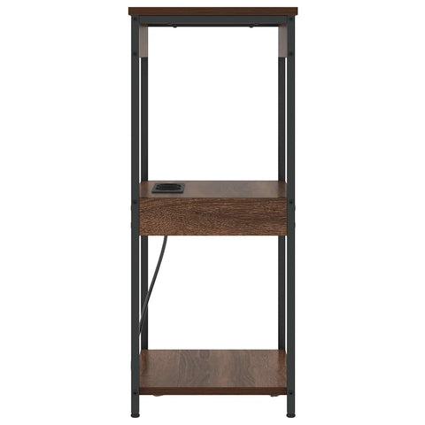 vidaXL Bedside Cabinet with Charging Station Brown oak Engineered Wood