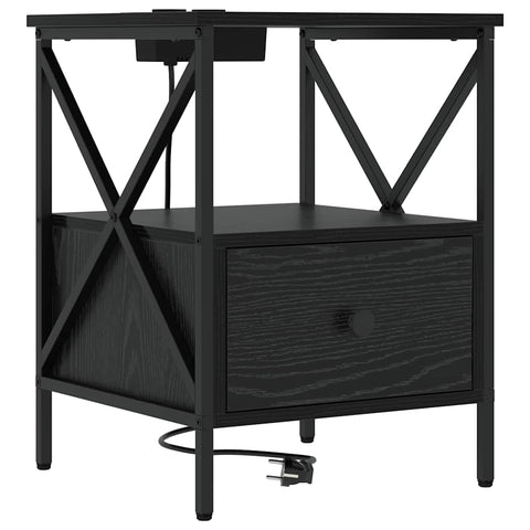 vidaXL Bedside Cabinet with Drawer 2 pcs Black oak 41.5 x 40.5 x 55 cm