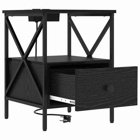 vidaXL Bedside Cabinet with Drawer 2 pcs Black oak 41.5 x 40.5 x 55 cm