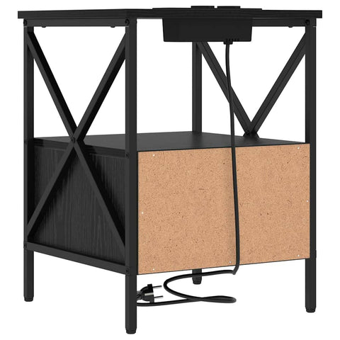 vidaXL Bedside Cabinet with Drawer 2 pcs Black oak 41.5 x 40.5 x 55 cm