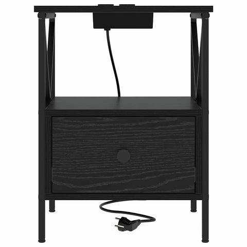 vidaXL Bedside Cabinet with Drawer 2 pcs Black oak 41.5 x 40.5 x 55 cm