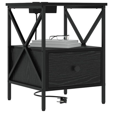 vidaXL Bedside Cabinet with Drawer 2 pcs Black oak 41.5 x 40.5 x 55 cm
