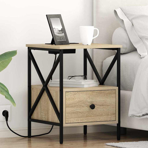 vidaXL Bedside Cabinet Sonoma oak 41.5 x 40.5 x 55 cm Engineered wood