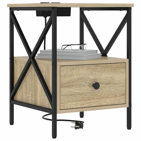 vidaXL Bedside Cabinet Sonoma oak 41.5 x 40.5 x 55 cm Engineered wood