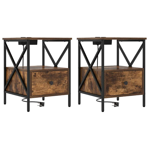 vidaXL Bedside Cabinet 2 pcs Smoked oak 41.5 x 40.5 x 55 cm
