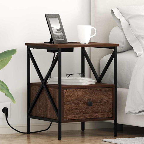 vidaXL Bedside Cabinet Brown oak 41.5 x 40.5 x 55 cm Engineered wood