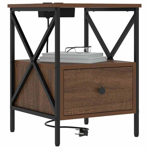 vidaXL Bedside Cabinet Brown oak 41.5 x 40.5 x 55 cm Engineered wood