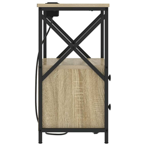 vidaXL Bedside Cabinet with Charging Station with Drawer Sonoma oak