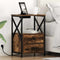 vidaXL Bedside Cabinet with Charging Station with Drawer Smoked oak