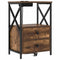 vidaXL Bedside Cabinet with Charging Station with Drawer Smoked oak