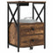 vidaXL Bedside Cabinet with Charging Station with Drawer Smoked oak
