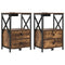 vidaXL Bedside Cabinet with Charging Station 2 pcs Smoked oak