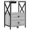 vidaXL Bedside Cabinet with Charging Station with Drawer Grey sonoma