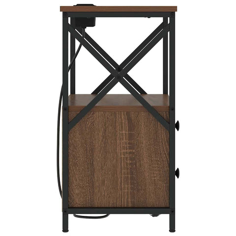 vidaXL Bedside Cabinet with Charging Station 2 pcs Brown oak