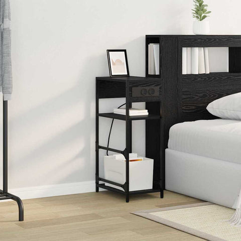 vidaXL Bedside Cabinet Black oak 40 x 27 x 76 cm Engineered wood