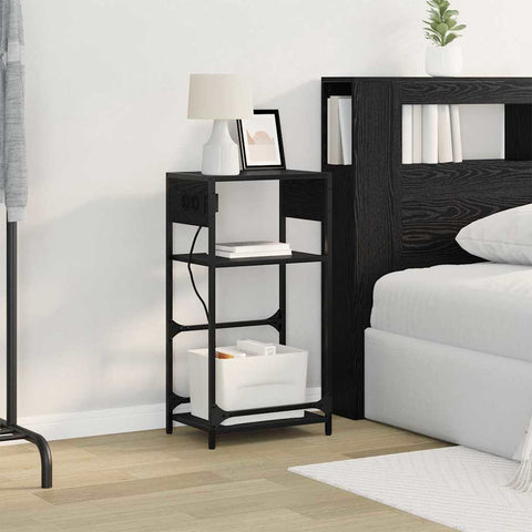 vidaXL Bedside Cabinet Black oak 40 x 27 x 76 cm Engineered wood