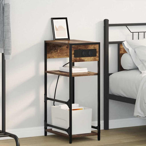 vidaXL Bedside Cabinet Smoked oak 40 x 27 x 76 cm Engineered wood