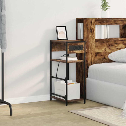 vidaXL Bedside Cabinet Smoked oak 40 x 27 x 76 cm Engineered wood